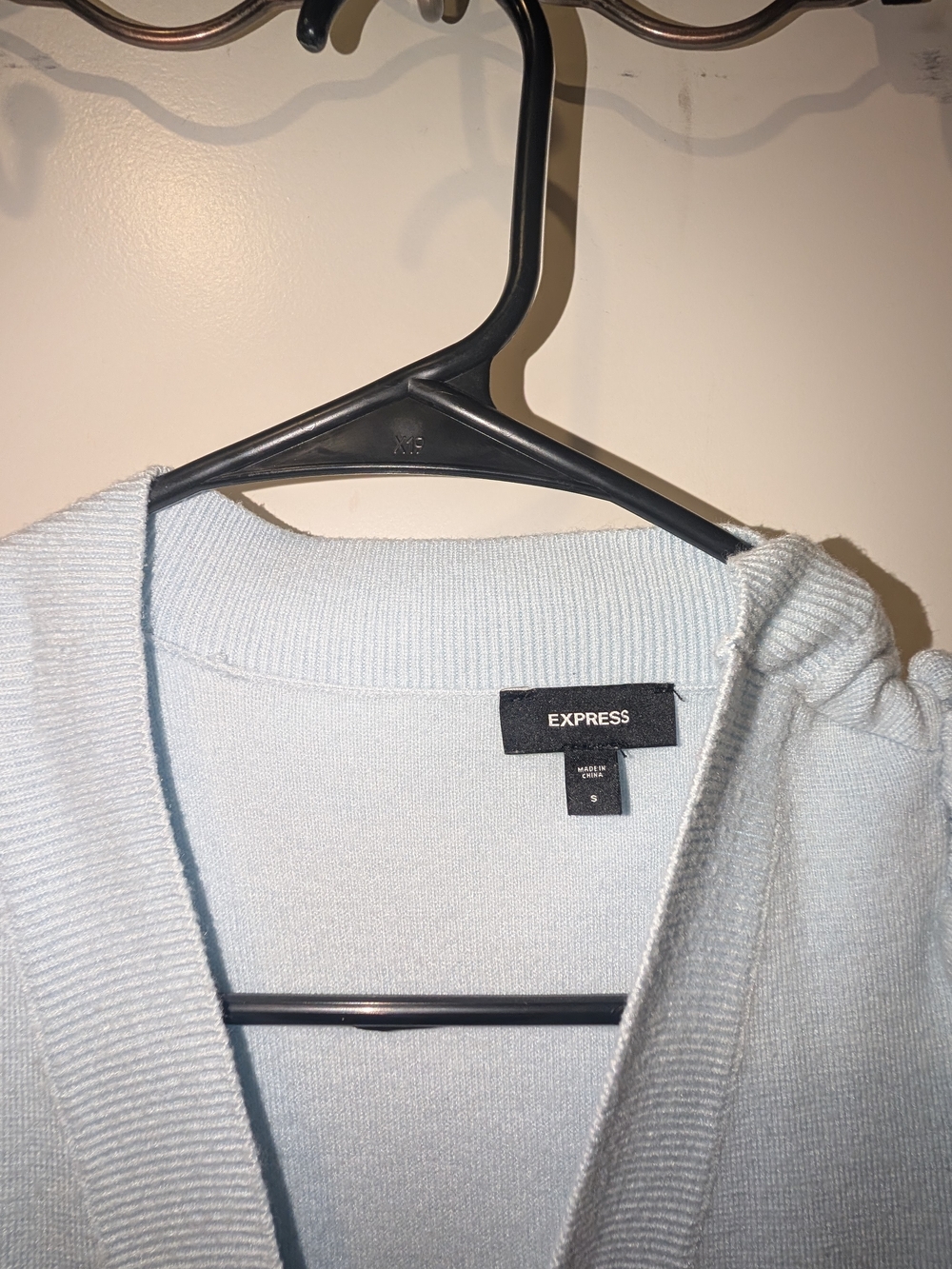 Women's Light Baby Blue Rhinestone Bow Cardigan Top Long Sleeve - Picture 2 of 3